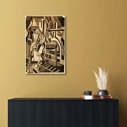 «Abstract–Seated Figure» в интерьере в стиле минимализм над комодом