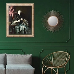 «Анна, 2-я графиня Альбемарле» в интерьере классической гостиной с зеленой стеной над диваном