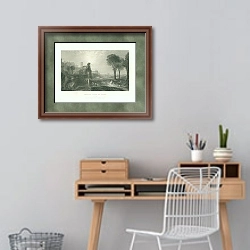 «Дворец и мост Калигулы» в интерьере кабинета с деревянным столом