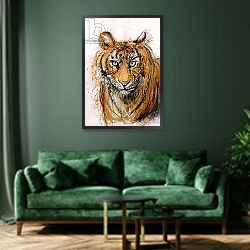 «Tiger, 2013,» в интерьере гостиной с розовым диваном