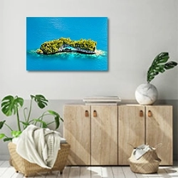 «Остров с аркой, острова Палау» в интерьере современной комнаты над комодом