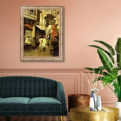 «Promenade on an Indian Street,» в интерьере классической гостиной над диваном
