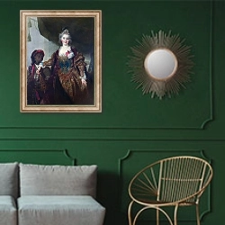 «Принцесса Ракоци» в интерьере классической гостиной с зеленой стеной над диваном