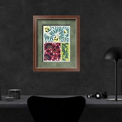 «Suggestions pour étoffes et tapis Pl.04» в интерьере кабинета в черных цветах над столом
