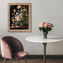 «Натюрморт с цветами 1» в интерьере в классическом стиле над креслом