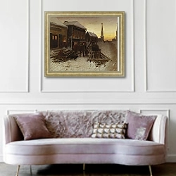 «Последний кабак у заставы. 1868» в интерьере гостиной в классическом стиле над диваном