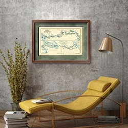 «Карта Панамского канала и Никарагуанского канала, конец 19 в.» в интерьере в стиле лофт с желтым креслом