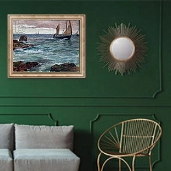 «Homeward Bound» в интерьере классической гостиной с зеленой стеной над диваном