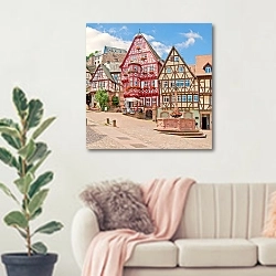 «Германия. Мильтенберг, рыночная площадь» в интерьере современной светлой гостиной над диваном