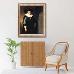 «Портрет поэта Яна Херманса Крула» в интерьере в классическом стиле над комодом
