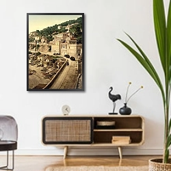 «Франция. Марсель, дорога Ла-Корниш» в интерьере комнаты в стиле ретро над тумбой