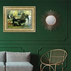 «Шопен в салоне князя Антона Радзивилла в Берлине в 1829 году» в интерьере классической гостиной с зеленой стеной над диваном