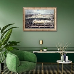 «Construction of Docks 2» в интерьере гостиной в зеленых тонах