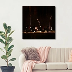«Черешня» в интерьере современной светлой гостиной над диваном