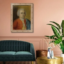 «Carl Philipp Emanuel Bach, c.1733» в интерьере классической гостиной над диваном