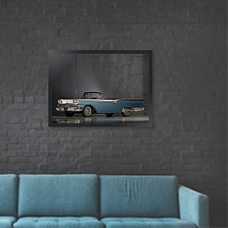 «Ford Galaxie Skyliner '1959» в интерьере в стиле лофт с черной кирпичной стеной