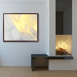 «Abstract gray with gold ink art 4» в интерьере в стиле минимализм у камина