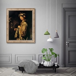 «Флора (портрет Саскии в виде Флоры)» в интерьере коридора в классическом стиле