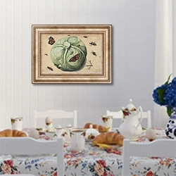 «Head of Cabbage with Insects» в интерьере кухни в стиле прованс над столом с завтраком