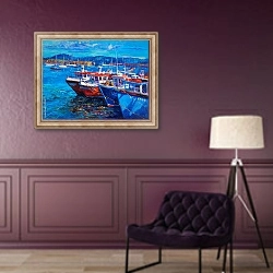 «Рыбацкие лодки 2» в интерьере в классическом стиле в фиолетовых тонах