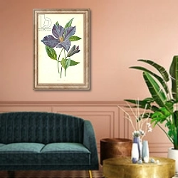 «Purple Clematis» в интерьере классической гостиной над диваном