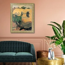 «Сбор урожая в Бретани» в интерьере классической гостиной над диваном