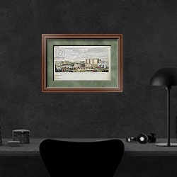 «View of the Bastille and the Porte Saint-Antoine» в интерьере кабинета в черных цветах над столом