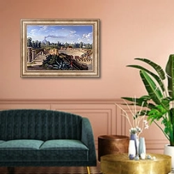 «Blick auf das gro?e Theater von Pompeji» в интерьере классической гостиной над диваном