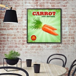 «Ретро плакат с морковью» в интерьере кухни в стиле лофт с кирпичной стеной