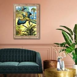 «Archaeopreryx» в интерьере классической гостиной над диваном