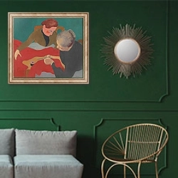 «Эдуард Вуилард» в интерьере классической гостиной с зеленой стеной над диваном