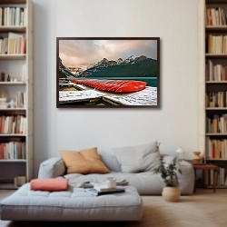 «Канада. Красные лодки у озера Луиз» в интерьере 