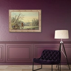 «Trapping Beaver, 1858» в интерьере в классическом стиле в фиолетовых тонах