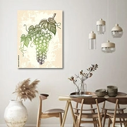 «Ветка созревающего винограда» в интерьере кухни в стиле ретро над обеденным столом