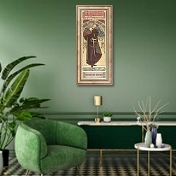 «Hamlet, 1899» в интерьере гостиной в зеленых тонах