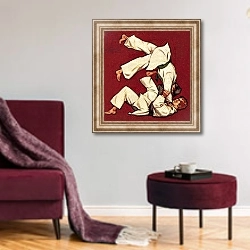 «Judo» в интерьере гостиной в бордовых тонах