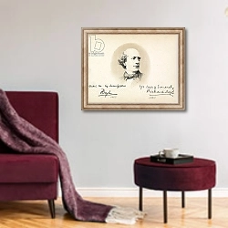«Portrait of Richard Doyle» в интерьере гостиной в бордовых тонах