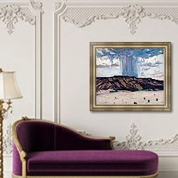 «Cloudburst at Black Mesa, New Mexico» в интерьере гостиной в классическом стиле над диваном