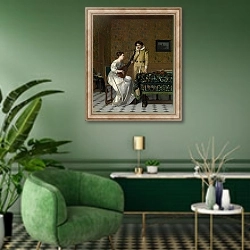 «Musician» в интерьере гостиной в зеленых тонах