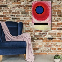 «Blauer Kreis No. 2» в интерьере в стиле лофт с кирпичной стеной и синим креслом