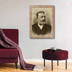 «Ferdinand Ludwig Adam von Saar» в интерьере гостиной в бордовых тонах