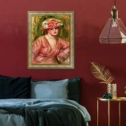 «The Rose Hat or Portrait of Lady Hessling» в интерьере спальни с акцентной стеной