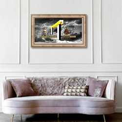 «c'è sempre una seconda chance, 2011, collagraph, digital photography» в интерьере гостиной в классическом стиле над диваном