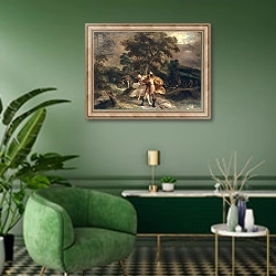 «Jacob and the Angel 2» в интерьере гостиной в зеленых тонах