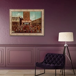 «Public Lottery at the Loggetta, the Piazza San Marco, Venice» в интерьере в классическом стиле в фиолетовых тонах