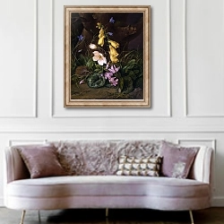 «Дикие цветы под деревом» в интерьере гостиной в классическом стиле над диваном