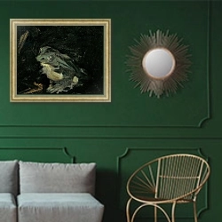 «Dejeuner sur l'Herbe, 1863 6» в интерьере классической гостиной с зеленой стеной над диваном