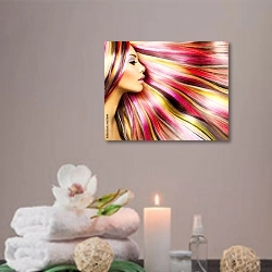 «Девушка с красочными крашеными волосами» в интерьере салона красоты