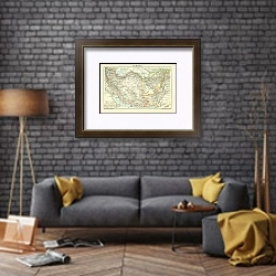 «Карта Персии 2» в интерьере в стиле лофт над диваном