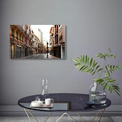 «Испания. Улица города Кастельон» в интерьере современной гостиной в серых тонах